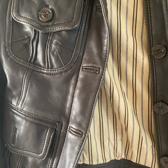Mango Disco Tek brown sheep leather jacket. - Picture 3 of 10